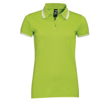 Рубашка поло женская Pasadena Women 200 с контрастной отделкой, зеленый лайм с белым