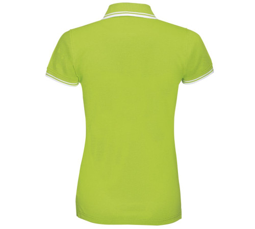 Рубашка поло женская Pasadena Women 200 с контрастной отделкой, зеленый лайм с белым