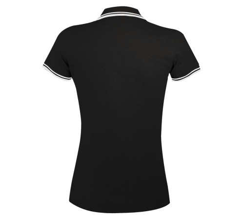 Рубашка поло женская Pasadena Women 200 с контрастной отделкой, черная с белым