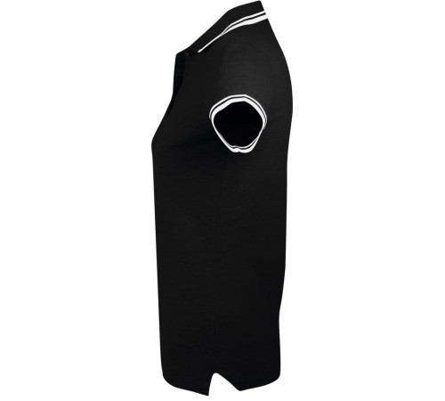 Рубашка поло женская Pasadena Women 200 с контрастной отделкой, черная с белым