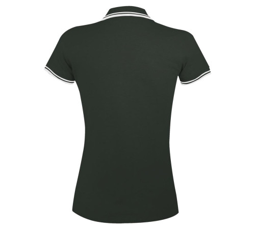 Рубашка поло женская Pasadena Women 200 с контрастной отделкой, зеленая с белым