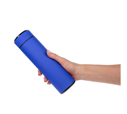 Смарт-бутылка с заменяемой батарейкой Long Therm Soft Touch, синяя