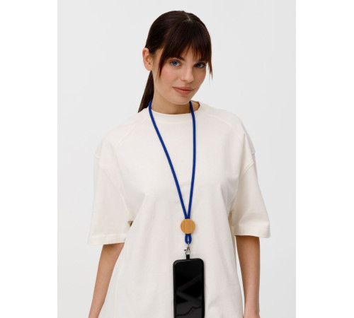 Шнурок для бейджа Tube Wood, синий