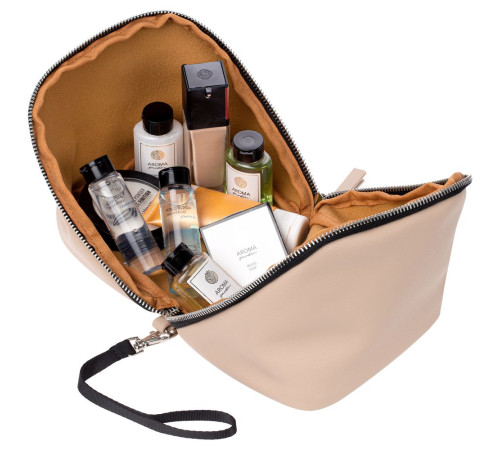 Дорожная косметичка Cubo, бежевая с логотипом