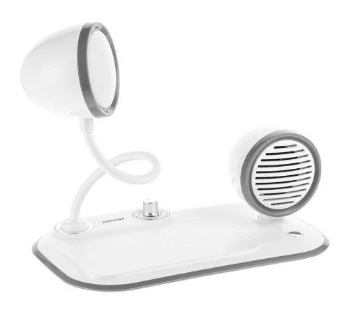 Лампа с колонкой и беспроводной зарядкой Flashback, белая