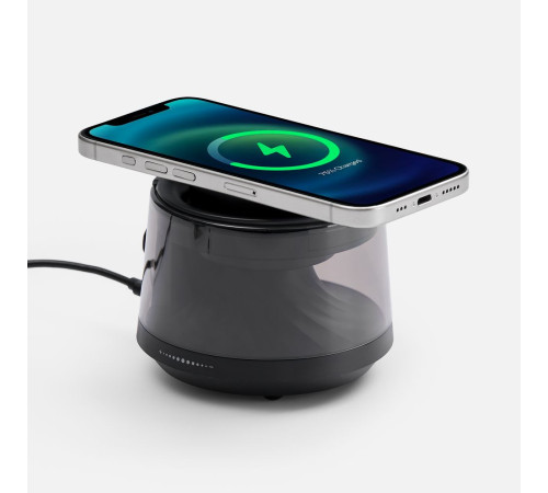 Bluetooth-колонка с подсветкой и беспроводной зарядкой Quantium, черная