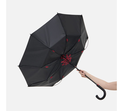 Зонт-трость Hidecolor с цветными спицами, черный с красным