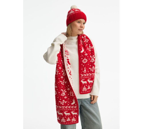 Шарф Holidale, красный с молочным