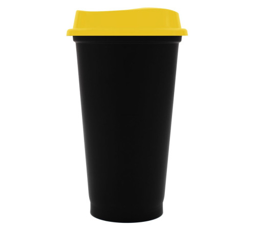 Стакан с крышкой Color Cap Black, черный с желтым