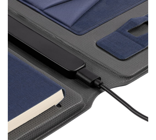 Органайзер с блокнотом и аккумулятором Oiro, синий