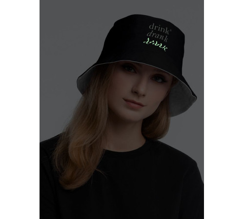 Панама Drunk со светящимся принтом, черная