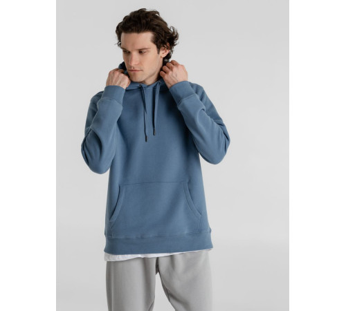 Толстовка с капюшоном унисекс King, серо-синяя
