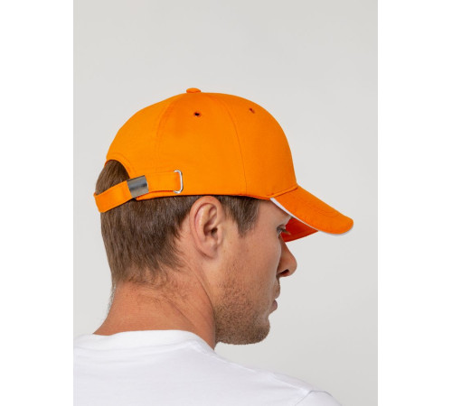 Бейсболка Canopy, оранжевая с белым кантом