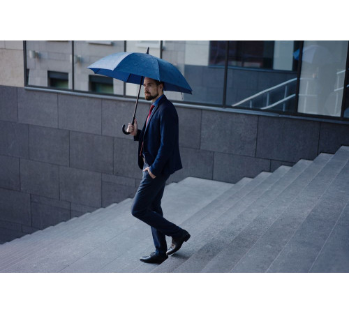 Зонт-трость Magic с проявляющимся цветочным рисунком, темно-синий