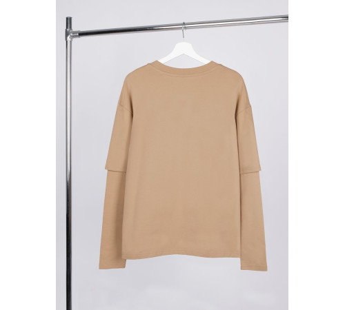 Футболка оверсайз с двойным рукавом Kosmos, бежевая