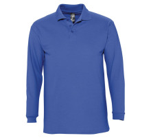Рубашка поло мужская с длинным рукавом Winter II 210 ярко-синяя