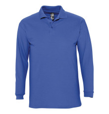 Рубашка поло мужская с длинным рукавом Winter II 210 ярко-синяя