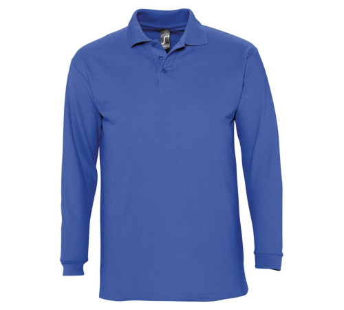 Рубашка поло мужская с длинным рукавом Winter II 210 ярко-синяя