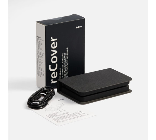 Внешний аккумулятор с беспроводной зарядкой reCover, черный