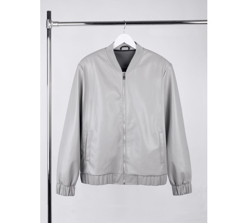 Бомбер из искусственной кожи Univer, серый