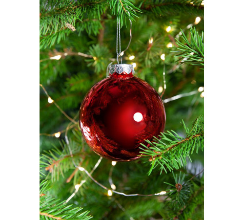 Елочный шар Finery Gloss, 8 см, глянцевый красный