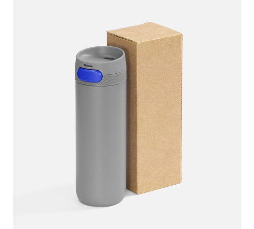 Термостакан X1 с цветной кнопкой, серый с синим