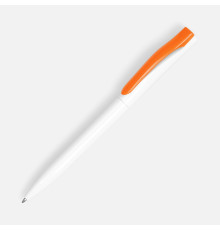 Ручка шариковая Pin, белая с оранжевым