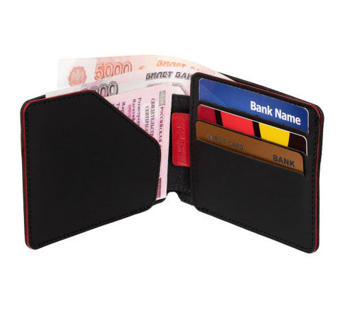 Портмоне Arrival, черное с красным