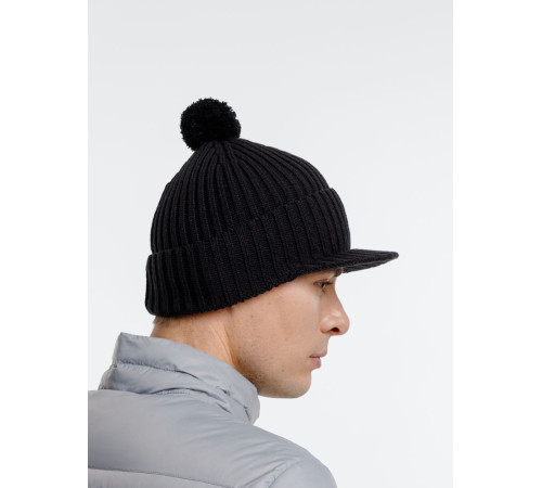 Вязаная шапка с козырьком Peaky, черная