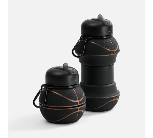 Складная бутылка для воды Basketball Flex, черная