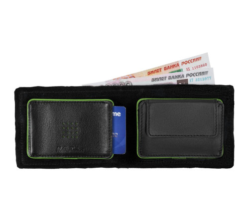 Кошелек Partinico, черный с зеленым