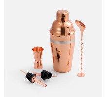 Набор для приготовления коктейлей Pourpour, медный с серебристой линией