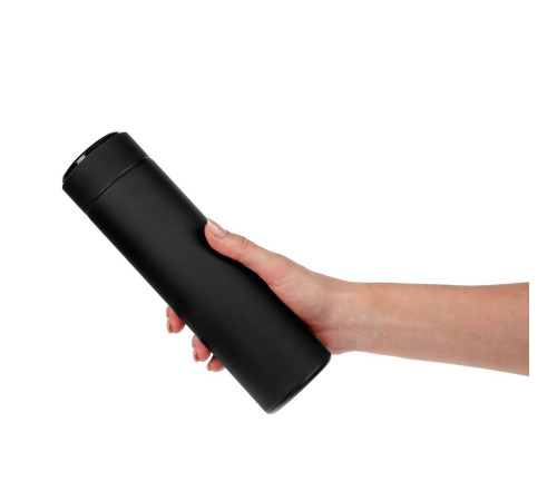 Смарт-бутылка с заменяемой батарейкой Long Therm Soft Touch, черная