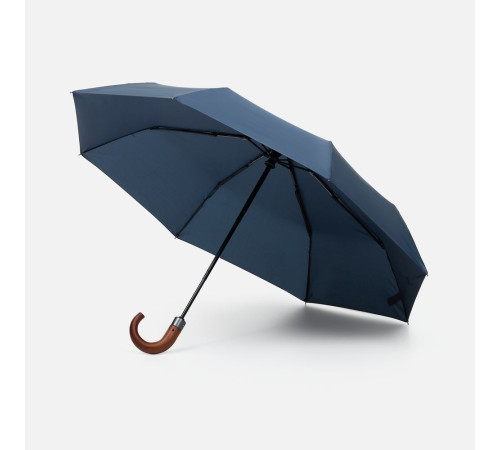Зонт складной Classic, темно-синий с темной ручкой