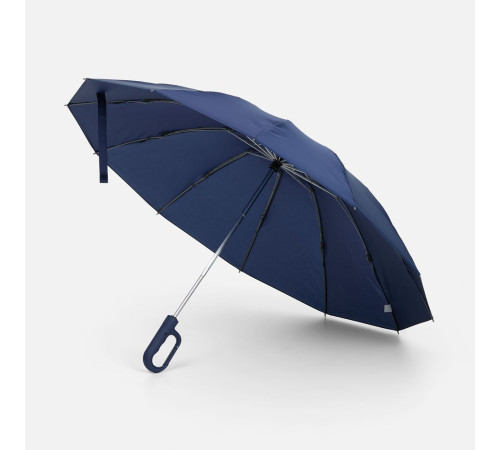 Зонт обратного сложения inLoop с ручкой-карабином, темно-синий