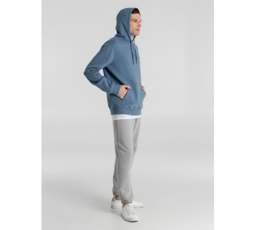 Толстовка с капюшоном унисекс King, серо-синяя