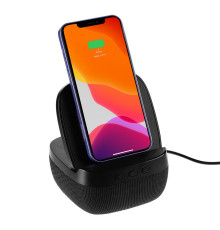 Колонка с беспроводной зарядкой Esca и подсветкой логотипа, черная