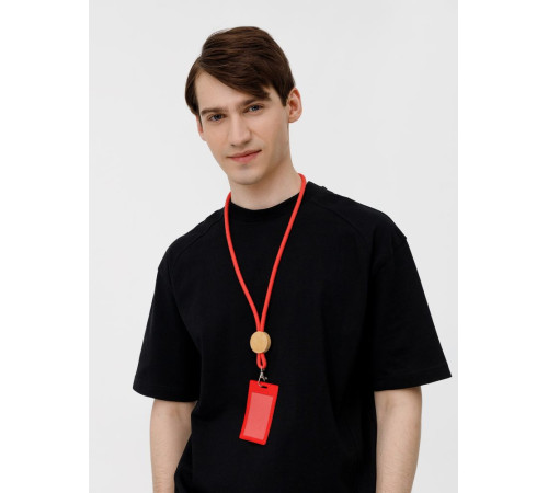 Шнурок для бейджа Tube Wood, красный