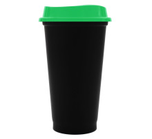 Стакан с крышкой Color Cap Black, черный с зеленым