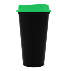 Стакан с крышкой Color Cap Black, черный с зеленым