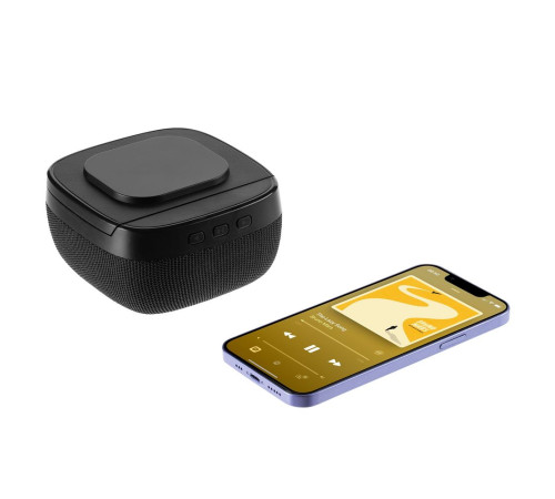 Колонка с беспроводной зарядкой Esca и подсветкой логотипа, черная