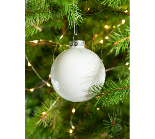 Елочный шар Finery Gloss, 8 см, глянцевый белый