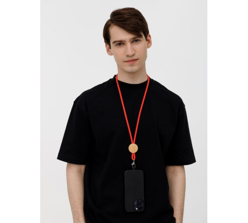 Шнурок для бейджа Tube Wood, красный