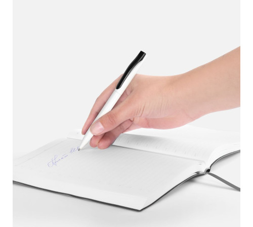 Ручка шариковая Pin, белая с черным