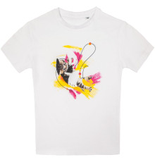 Футболка детская «Обними кота», белая