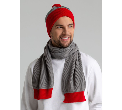 Шапка Snappy, светло-серая с красным