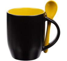 Кружка-хамелеон Melty с ложкой, черная с желтым