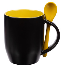 Кружка-хамелеон Melty с ложкой, черная с желтым