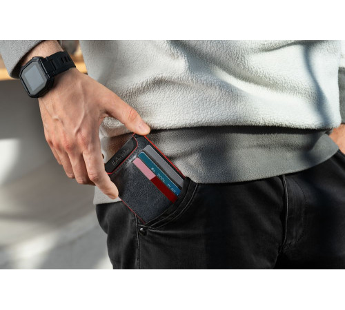 Чехол для карточек Arrival, черный с красным