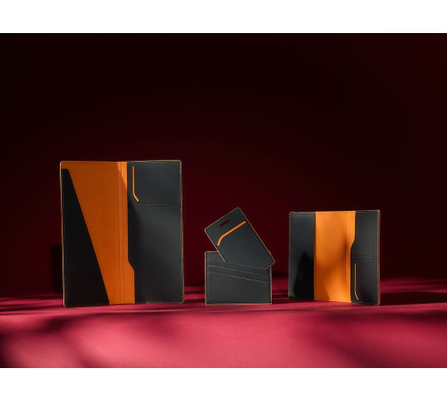 Обложка для паспорта Multimo, черная с оранжевым